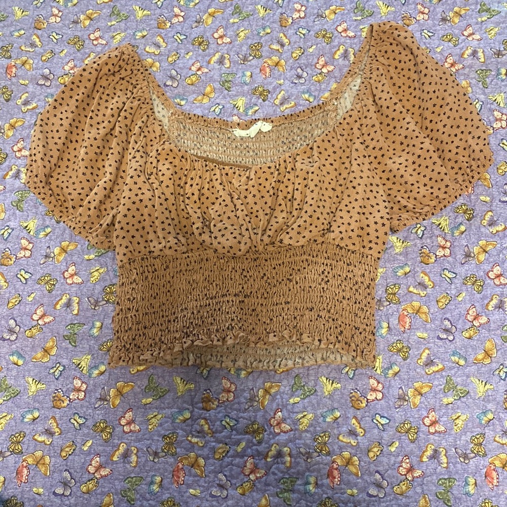 Orange Floral Pacsun Crop Top